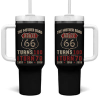 Route Highway 66 Turns 100 I Turn 70 Tumbler With Handle Vintage 1956 Road Sign 70th Birthday Gift