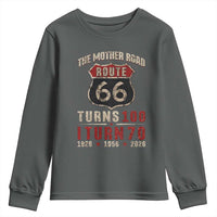 Route Highway 66 Turns 100 I Turn 70 Youth Sweatshirt Vintage 1956 Road Sign 70th Birthday Gift
