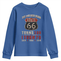 Route Highway 66 Turns 100 I Turn 70 Youth Sweatshirt Vintage 1956 Road Sign 70th Birthday Gift