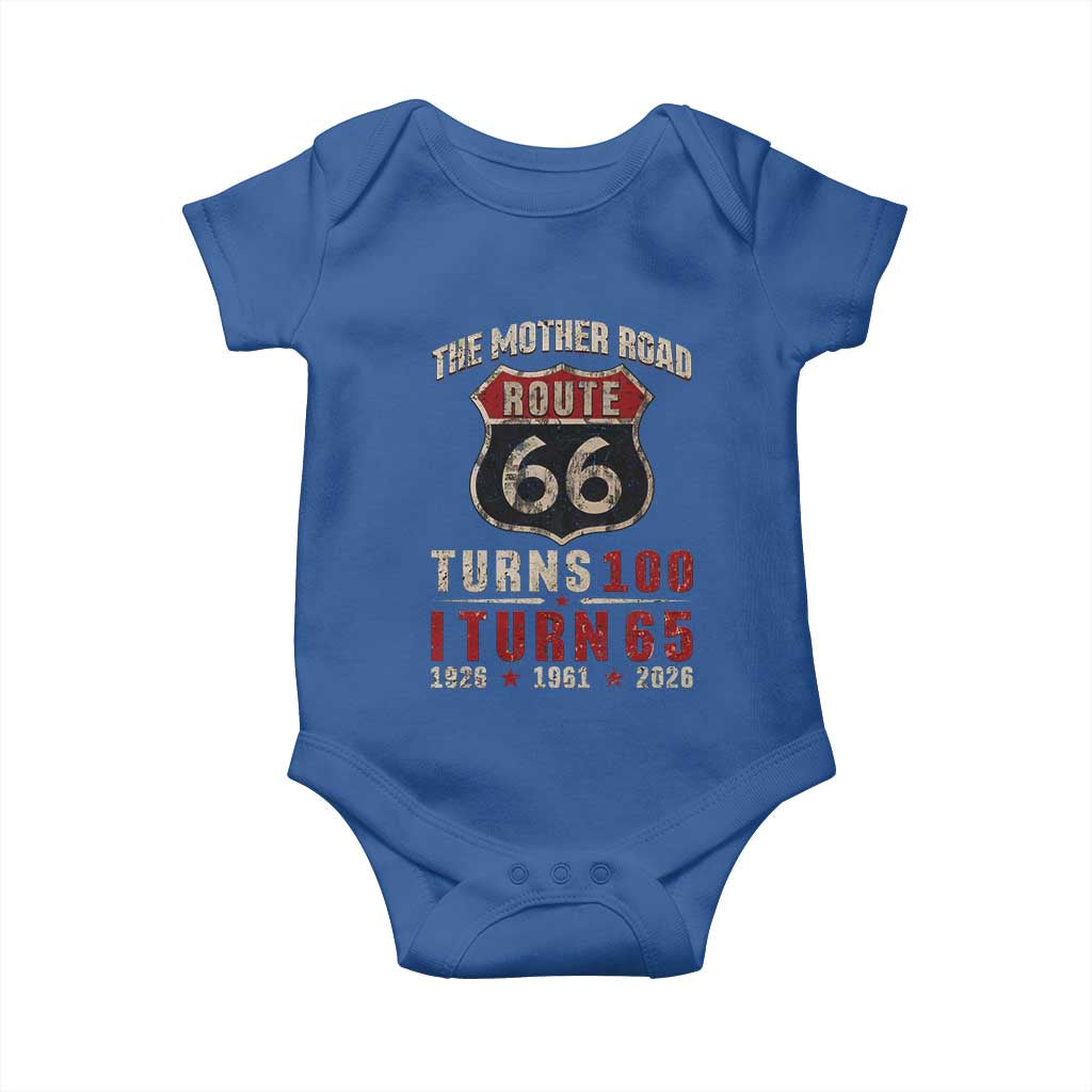 Route Highway 66 Turns 100 I Turn 65 Baby Onesie Vintage 1961 Road Sign 65th Birthday Gift