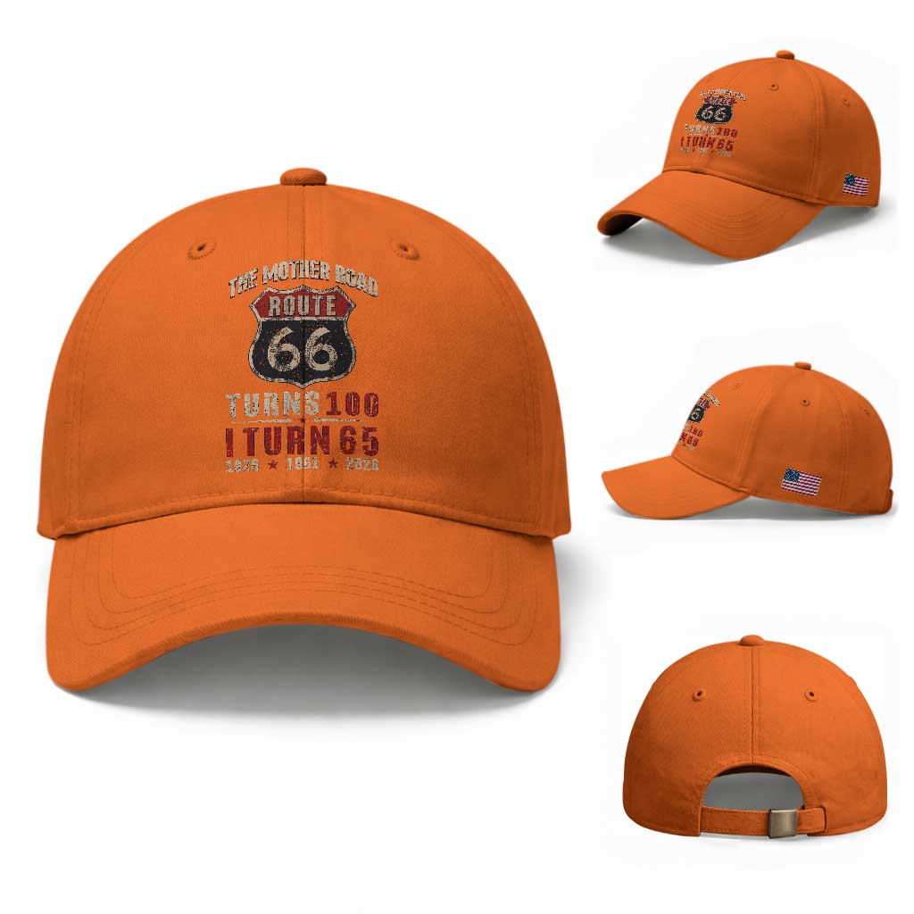 Route Highway 66 Turns 100 I Turn 65 Baseball Cap Vintage 1961 Road Sign 65th Birthday Gift