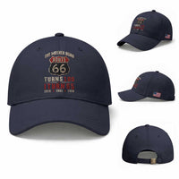 Route Highway 66 Turns 100 I Turn 65 Baseball Cap Vintage 1961 Road Sign 65th Birthday Gift