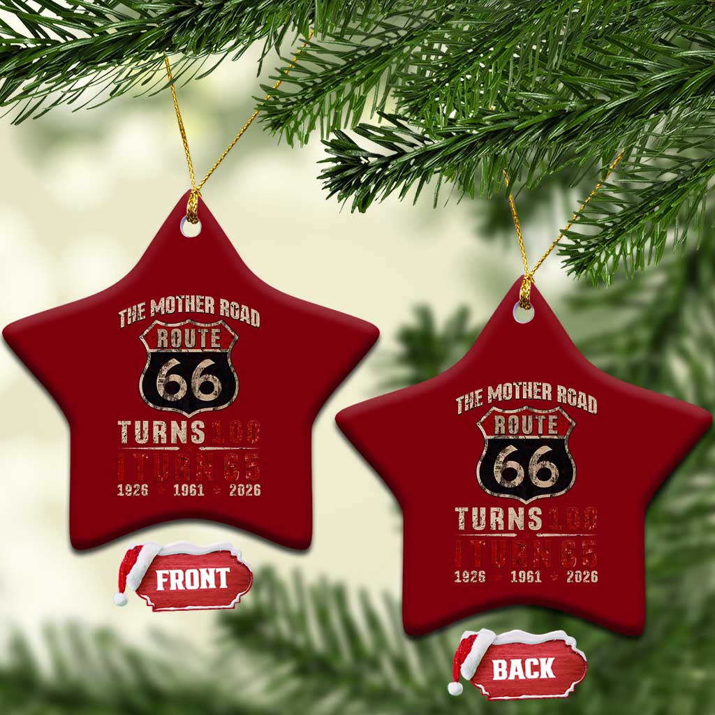 Route Highway 66 Turns 100 I Turn 65 Ceramic Ornament Vintage 1961 Road Sign 65th Birthday Gift