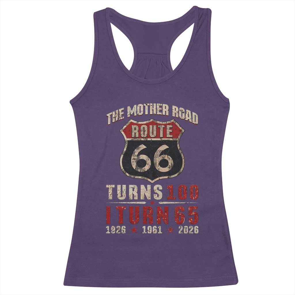 Route Highway 66 Turns 100 I Turn 65 Racerback Tank Top Vintage 1961 Road Sign 65th Birthday Gift