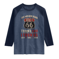 Route Highway 66 Turns 100 I Turn 65 Raglan Shirt Vintage 1961 Road Sign 65th Birthday Gift