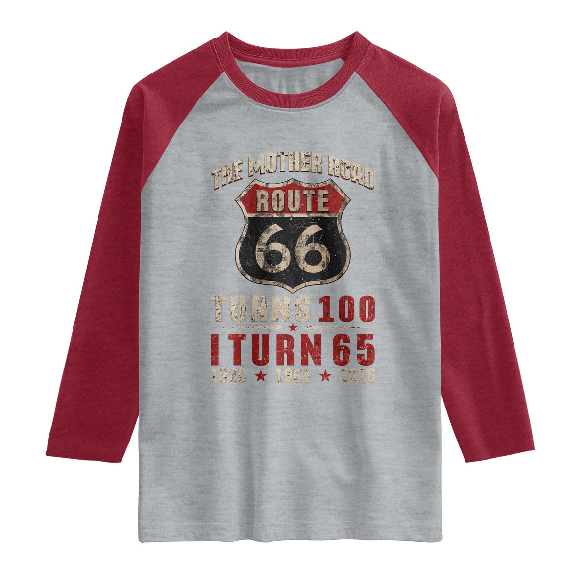 Route Highway 66 Turns 100 I Turn 65 Raglan Shirt Vintage 1961 Road Sign 65th Birthday Gift