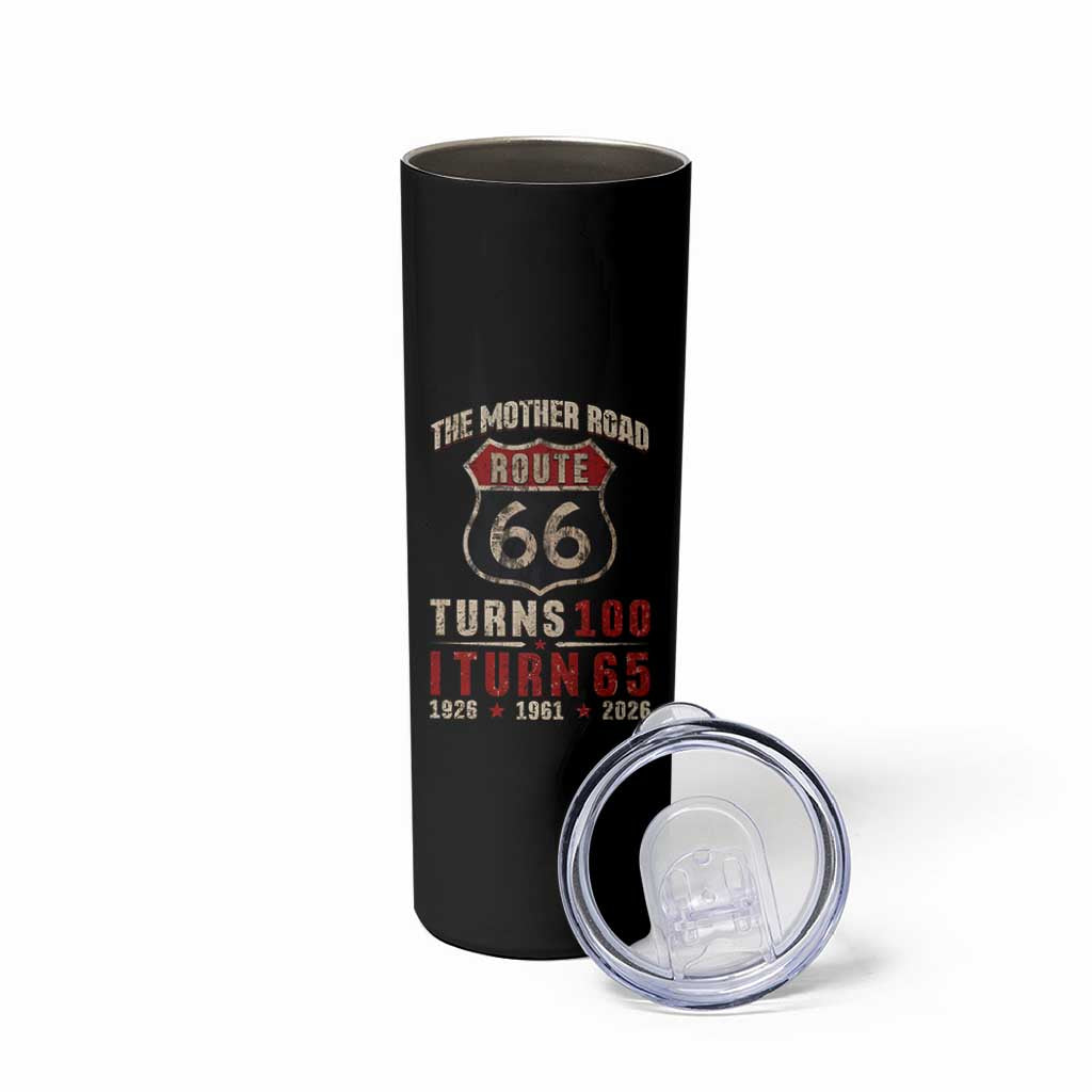 Route Highway 66 Turns 100 I Turn 65 Skinny Tumbler Vintage 1961 Road Sign 65th Birthday Gift