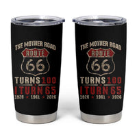 Route Highway 66 Turns 100 I Turn 65 Tumbler Cup Vintage 1961 Road Sign 65th Birthday Gift