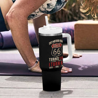 Route Highway 66 Turns 100 I Turn 65 Tumbler With Handle Vintage 1961 Road Sign 65th Birthday Gift