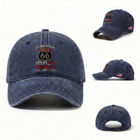Route Highway 66 Turns 100 I Turn 65 Washed Cotton Baseball Cap Vintage 1961 Road Sign 65th Birthday Gift