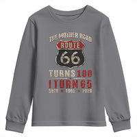 Route Highway 66 Turns 100 I Turn 65 Youth Sweatshirt Vintage 1961 Road Sign 65th Birthday Gift