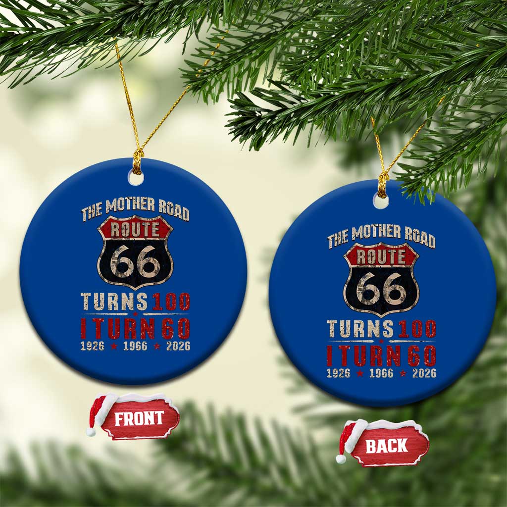 Route Highway 66 Turns 100 I Turn 60 Ceramic Ornament Vintage 1966 Road Sign 60th Birthday Gift