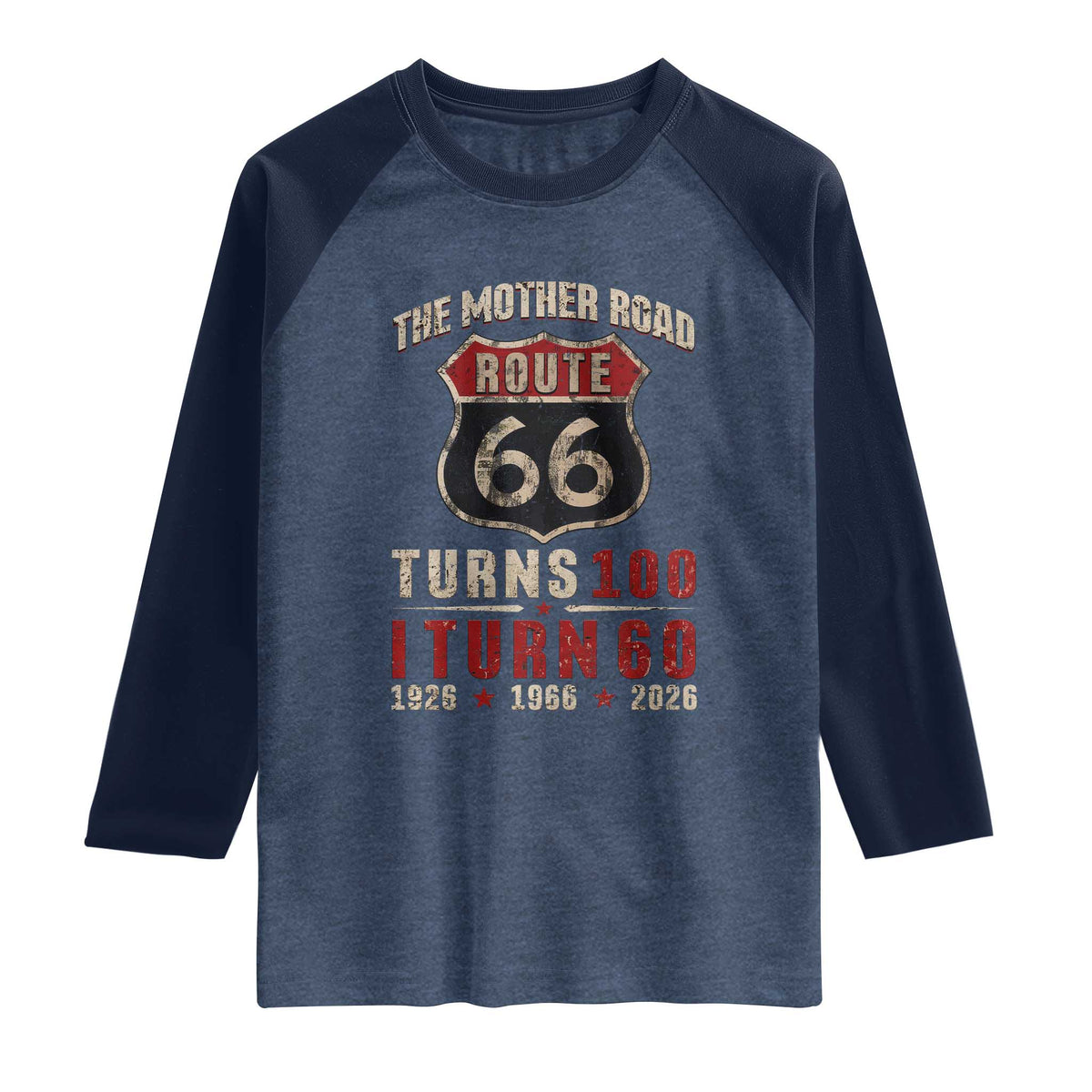 Route Highway 66 Turns 100 I Turn 60 Raglan Shirt Vintage 1966 Road Sign 60th Birthday Gift