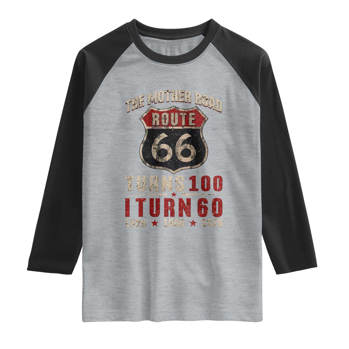 Route Highway 66 Turns 100 I Turn 60 Raglan Shirt Vintage 1966 Road Sign 60th Birthday Gift