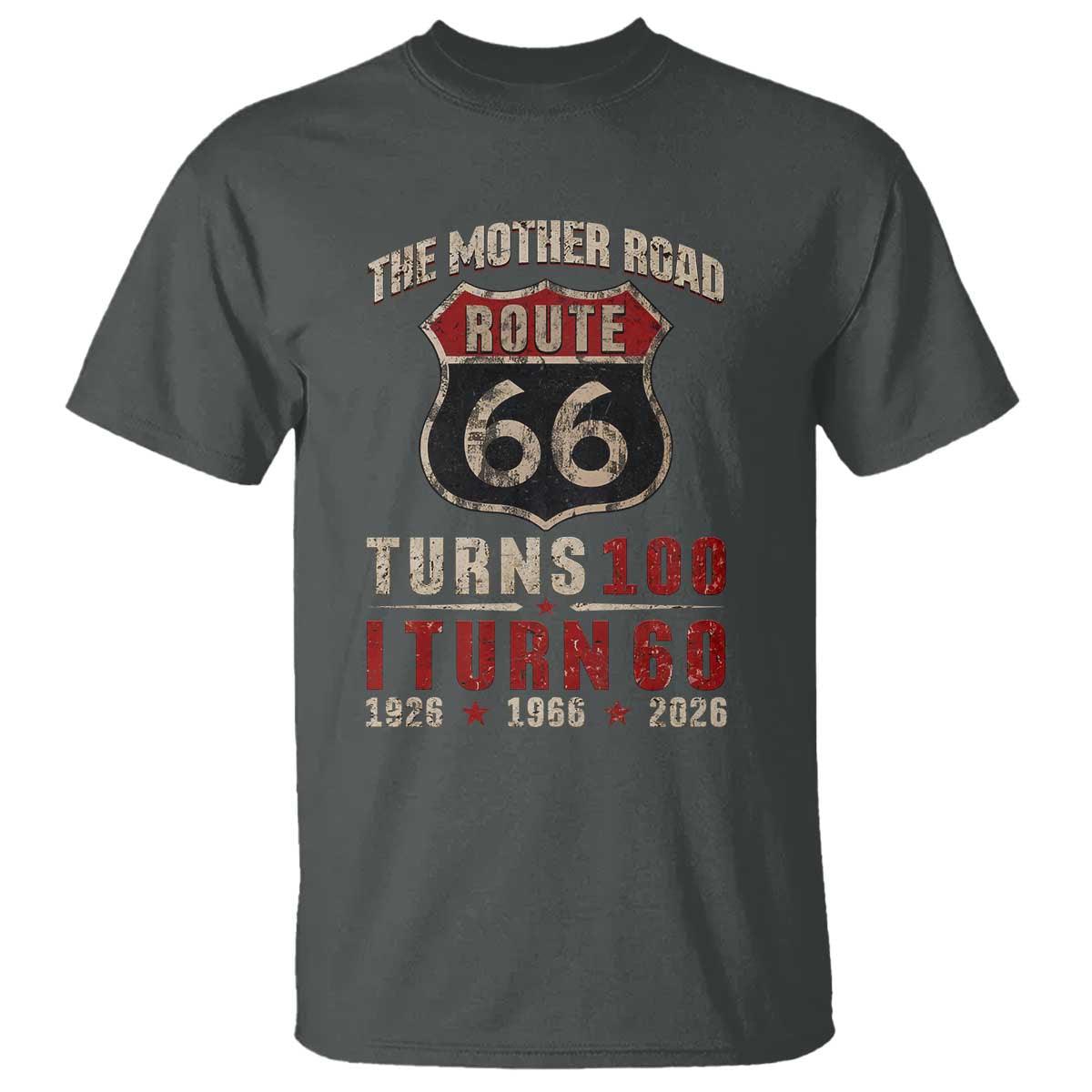 Route Highway 66 Turns 100 I Turn 60 T Shirt Vintage 1966 Road Sign 60th Birthday Gift