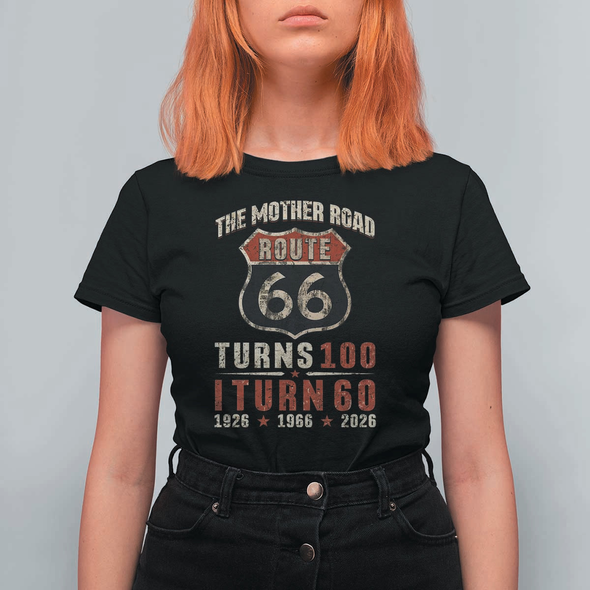 Route Highway 66 Turns 100 I Turn 60 T Shirt For Women Vintage 1966 Road Sign 60th Birthday Gift