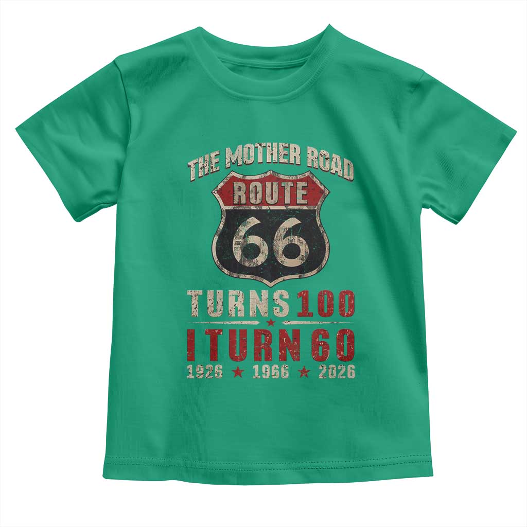 Route Highway 66 Turns 100 I Turn 60 Toddler T Shirt Vintage 1966 Road Sign 60th Birthday Gift