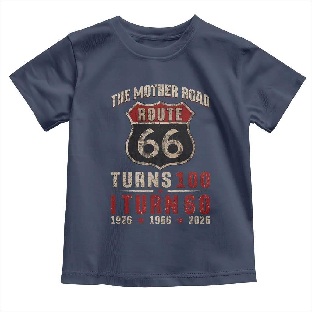 Route Highway 66 Turns 100 I Turn 60 Toddler T Shirt Vintage 1966 Road Sign 60th Birthday Gift