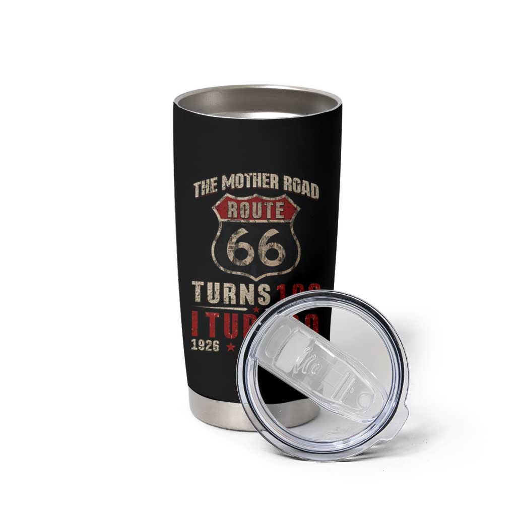 Route Highway 66 Turns 100 I Turn 60 Tumbler Cup Vintage 1966 Road Sign 60th Birthday Gift