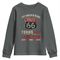 Route Highway 66 Turns 100 I Turn 60 Youth Sweatshirt Vintage 1966 Road Sign 60th Birthday Gift