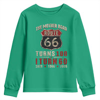 Route Highway 66 Turns 100 I Turn 60 Youth Sweatshirt Vintage 1966 Road Sign 60th Birthday Gift