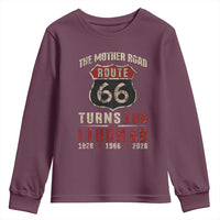 Route Highway 66 Turns 100 I Turn 60 Youth Sweatshirt Vintage 1966 Road Sign 60th Birthday Gift