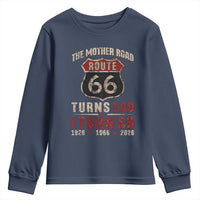 Route Highway 66 Turns 100 I Turn 60 Youth Sweatshirt Vintage 1966 Road Sign 60th Birthday Gift