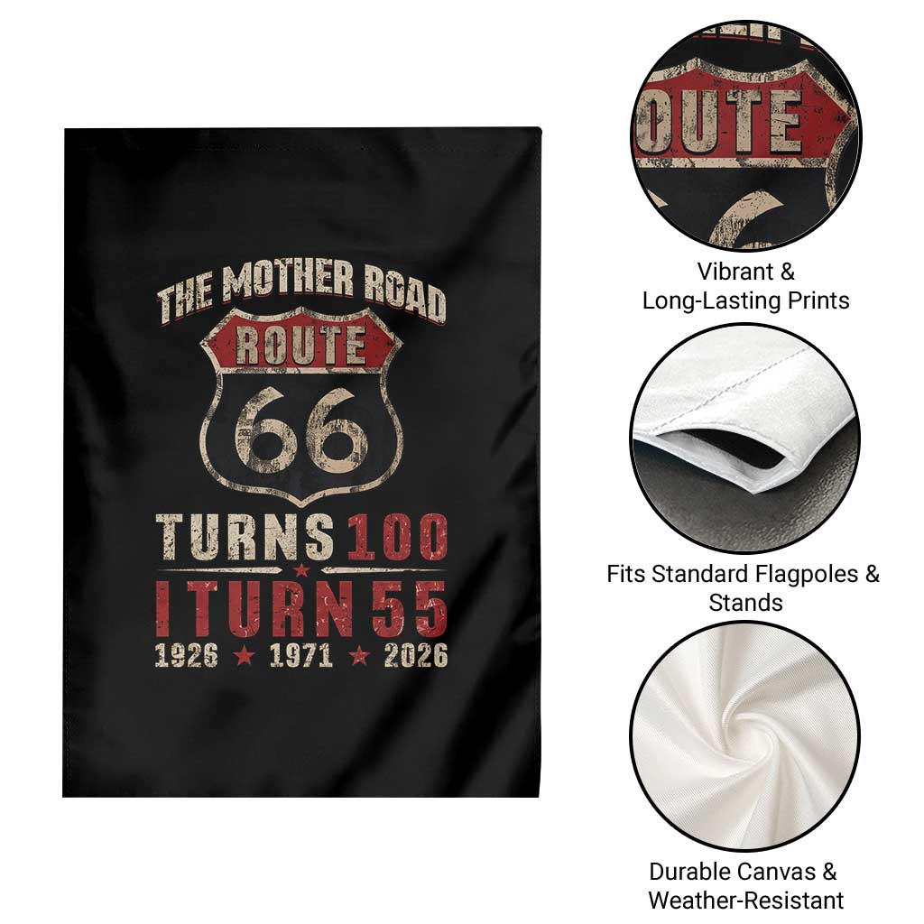 Route Highway 66 Turns 100 I Turn 55 Garden Flag Vintage 1971 Road Sign 55th Birthday Gift