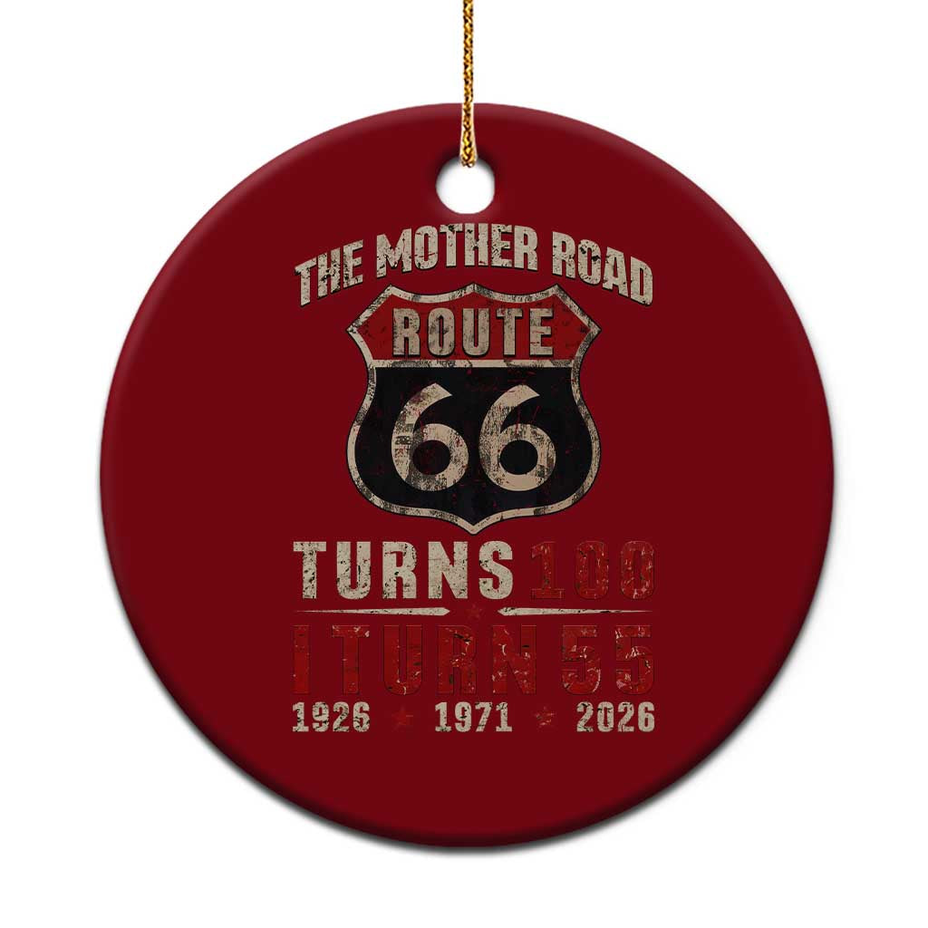 Route Highway 66 Turns 100 I Turn 55 Ceramic Ornament Vintage 1971 Road Sign 55th Birthday Gift