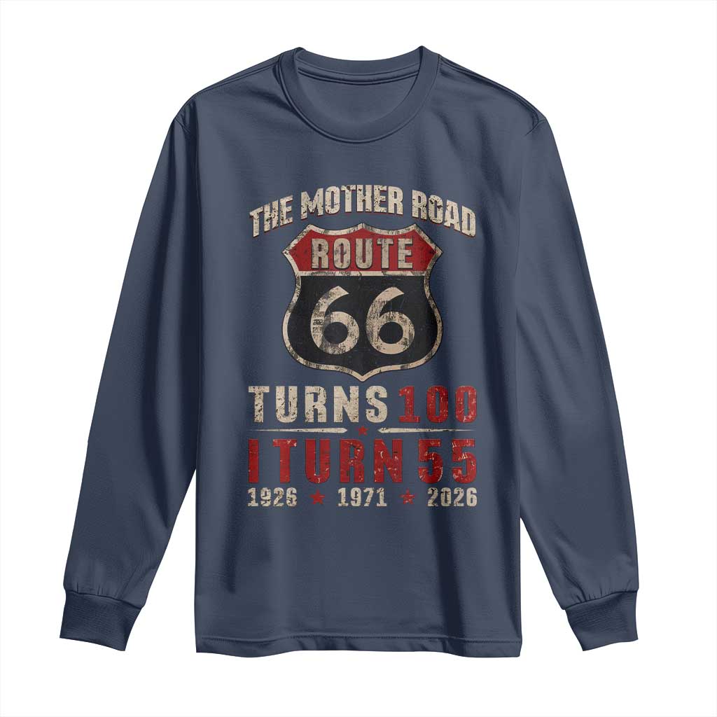 Route Highway 66 Turns 100 I Turn 55 Long Sleeve Shirt Vintage 1971 Road Sign 55th Birthday Gift
