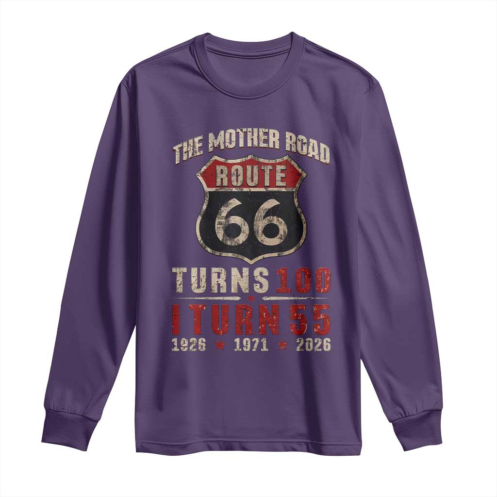 Route Highway 66 Turns 100 I Turn 55 Long Sleeve Shirt Vintage 1971 Road Sign 55th Birthday Gift