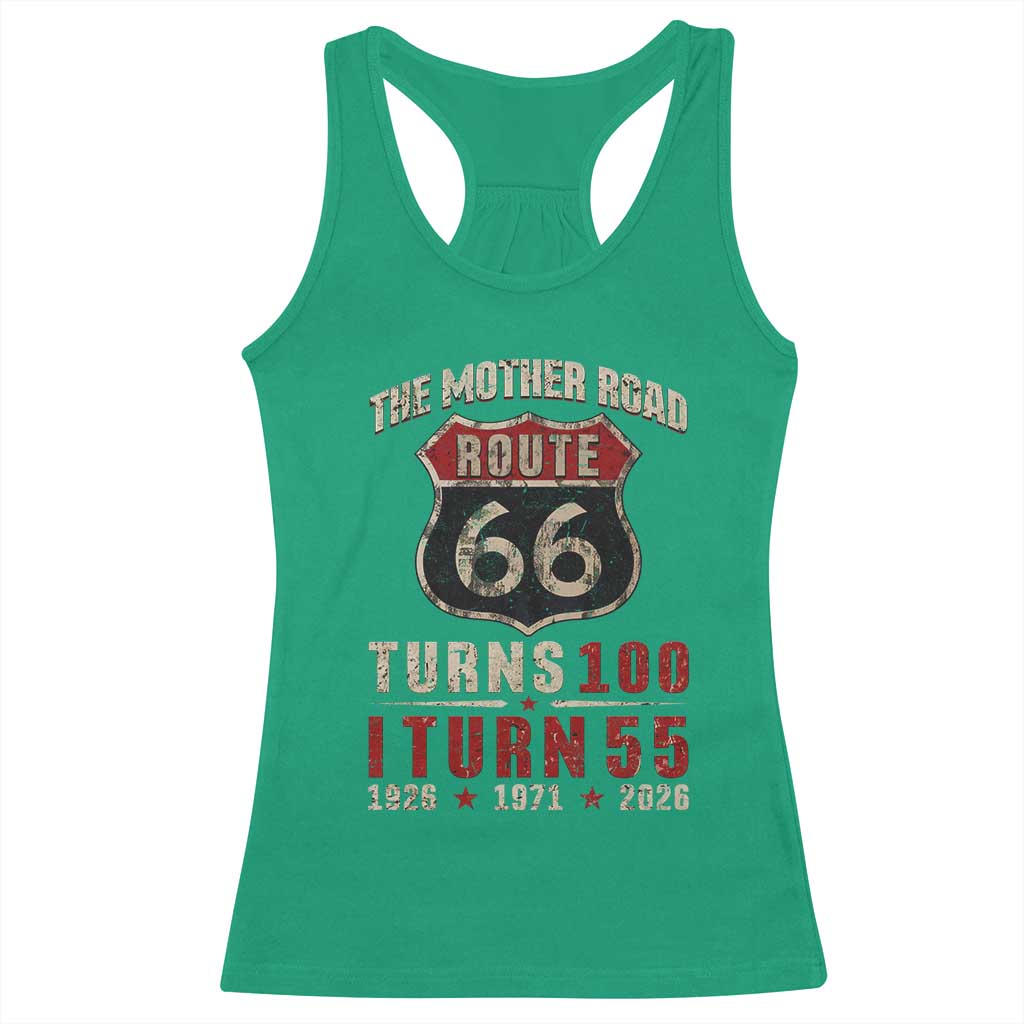Route Highway 66 Turns 100 I Turn 55 Racerback Tank Top Vintage 1971 Road Sign 55th Birthday Gift