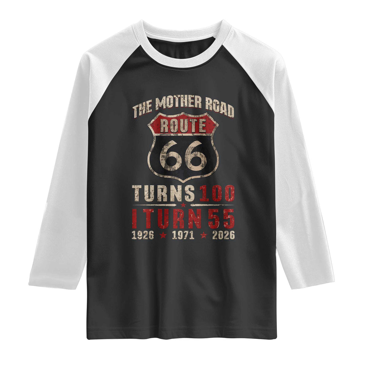Route Highway 66 Turns 100 I Turn 55 Raglan Shirt Vintage 1971 Road Sign 55th Birthday Gift
