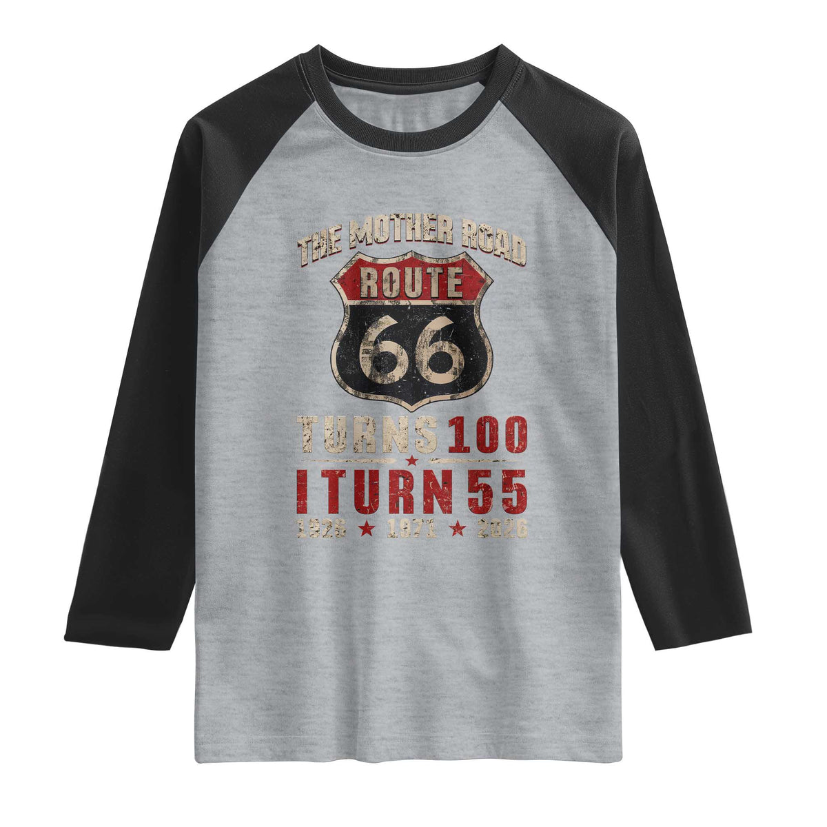 Route Highway 66 Turns 100 I Turn 55 Raglan Shirt Vintage 1971 Road Sign 55th Birthday Gift