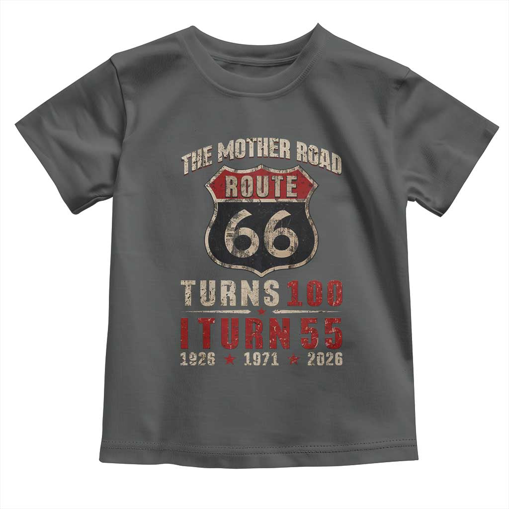 Route Highway 66 Turns 100 I Turn 55 Toddler T Shirt Vintage 1971 Road Sign 55th Birthday Gift