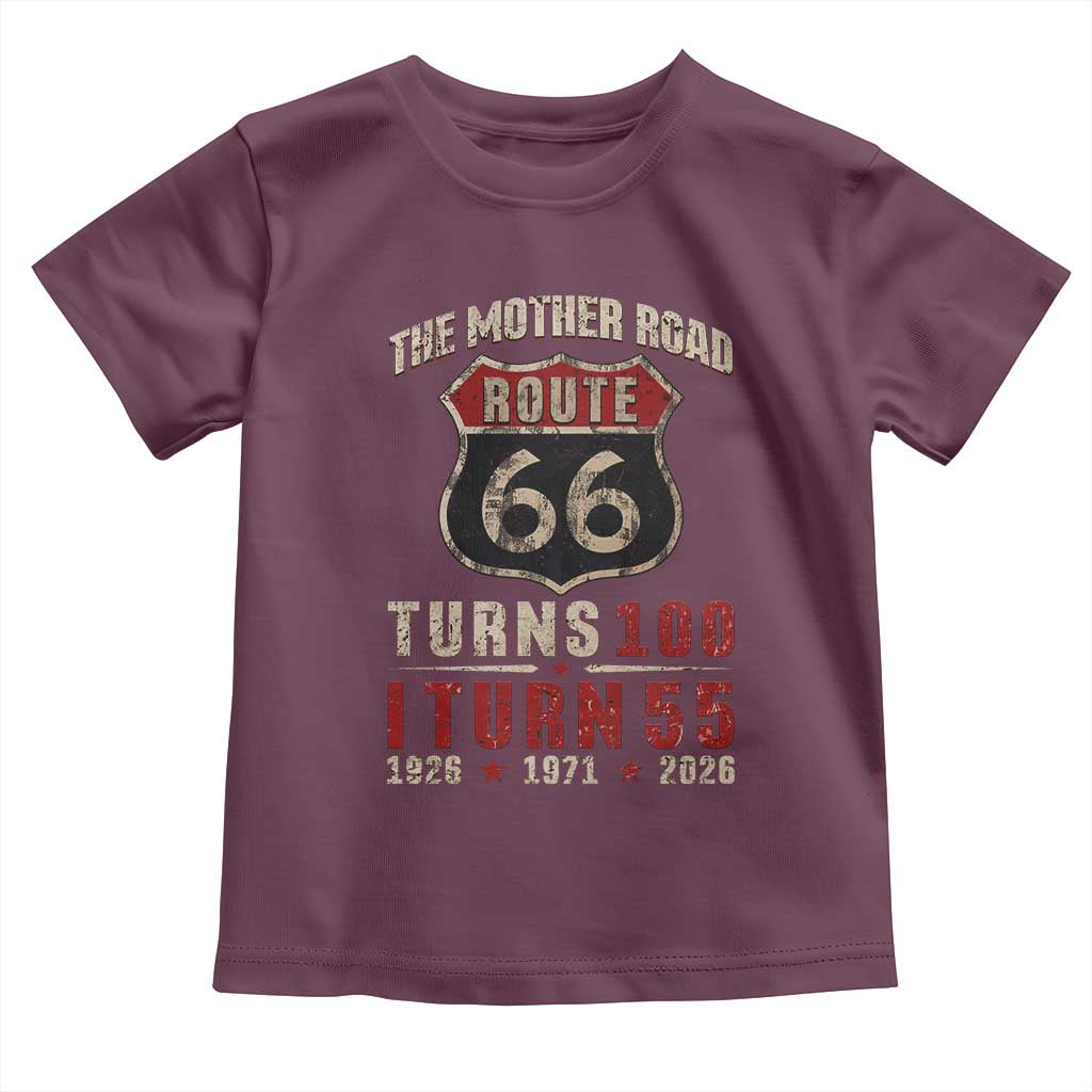 Route Highway 66 Turns 100 I Turn 55 Toddler T Shirt Vintage 1971 Road Sign 55th Birthday Gift
