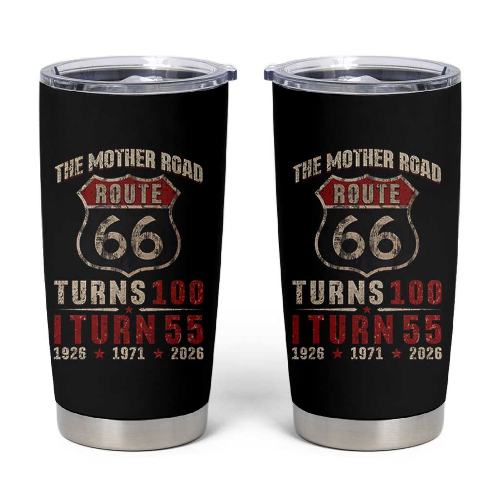 Route Highway 66 Turns 100 I Turn 55 Tumbler Cup Vintage 1971 Road Sign 55th Birthday Gift