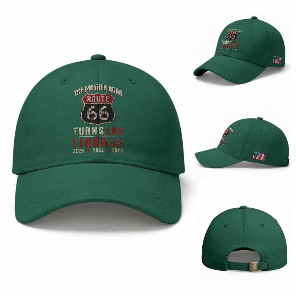 Route Highway 66 Turns 100 I Turn 45 Baseball Cap Vintage 1981 Road Sign 45th Birthday Gift