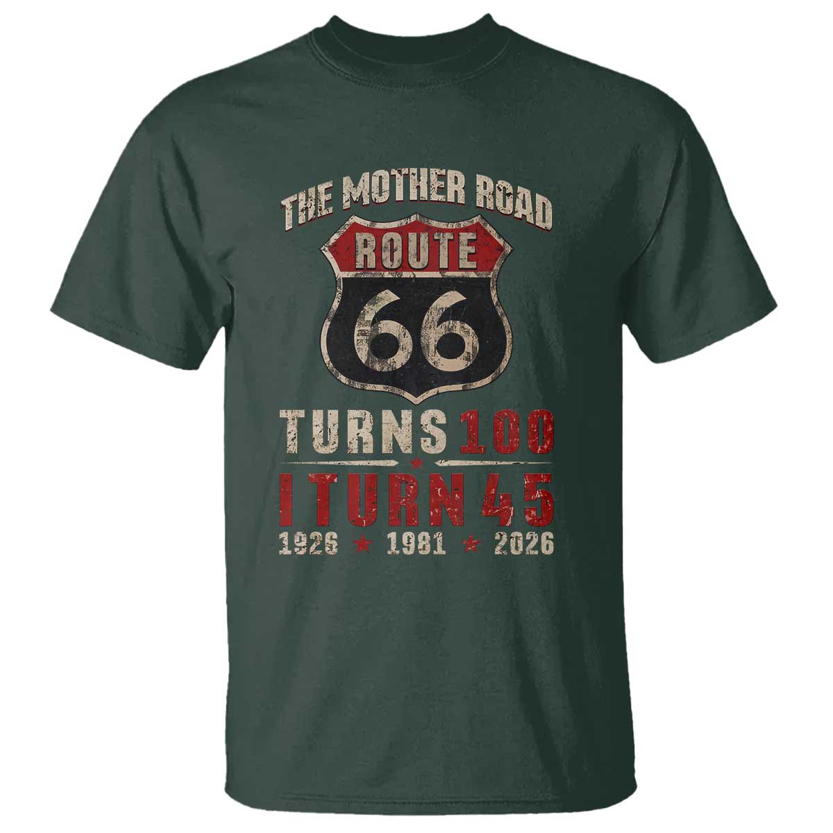Route Highway 66 Turns 100 I Turn 45 T Shirt Vintage 1981 Road Sign 45th Birthday Gift