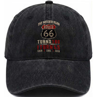 Route Highway 66 Turns 100 I Turn 45 Washed Cotton Baseball Cap Vintage 1981 Road Sign 45th Birthday Gift