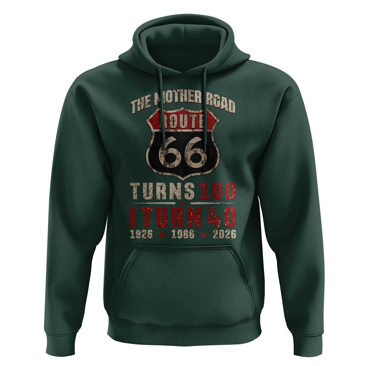 Route Highway 66 Turns 100 I Turn 40 Hoodie Vintage 1986 Road Sign 40th Birthday Gift
