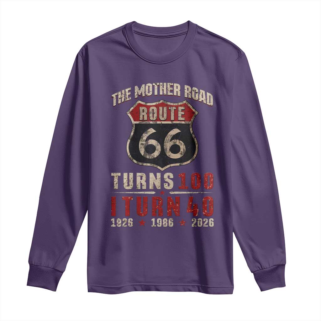 Route Highway 66 Turns 100 I Turn 40 Long Sleeve Shirt Vintage 1986 Road Sign 40th Birthday Gift