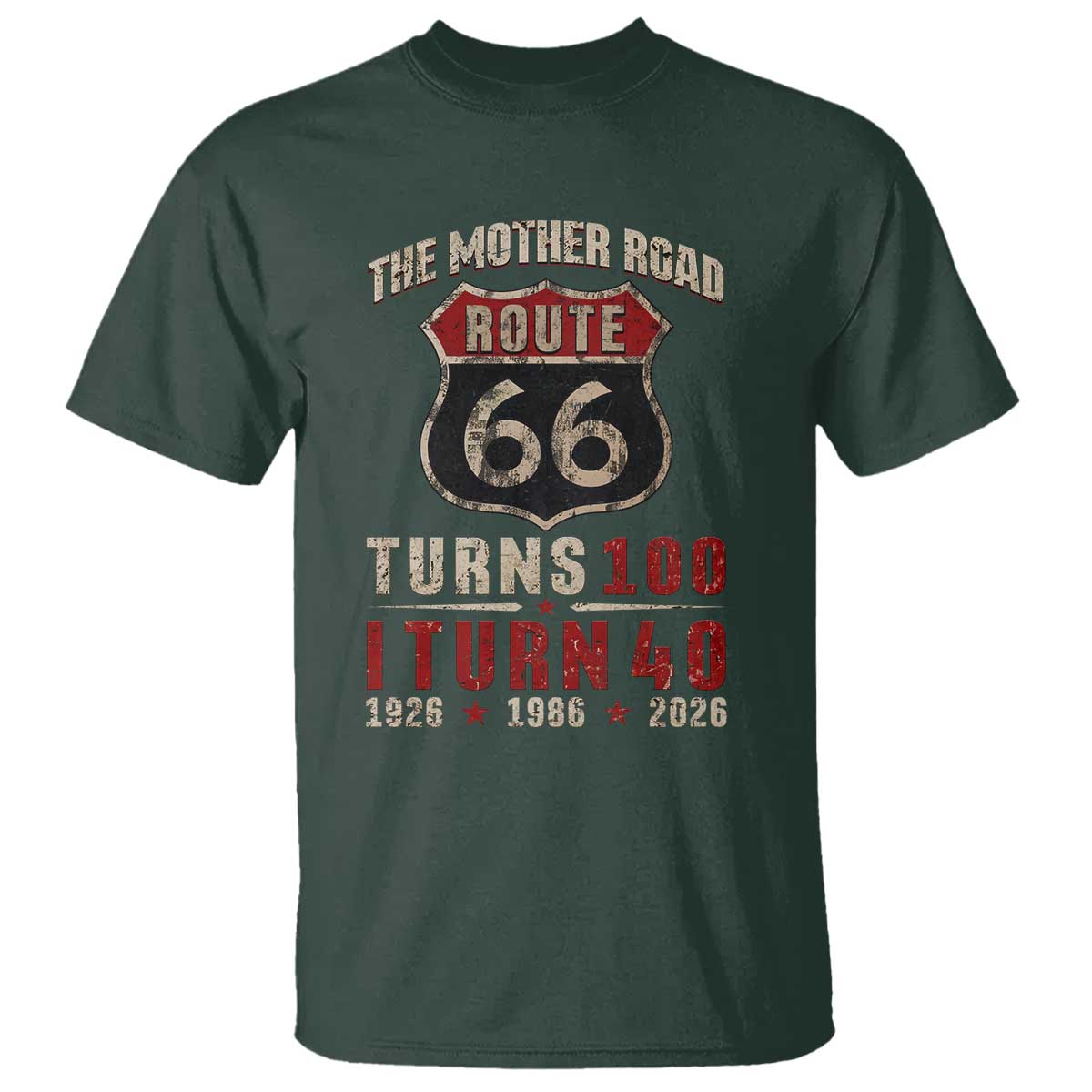 Route Highway 66 Turns 100 I Turn 40 T Shirt Vintage 1986 Road Sign 40th Birthday Gift