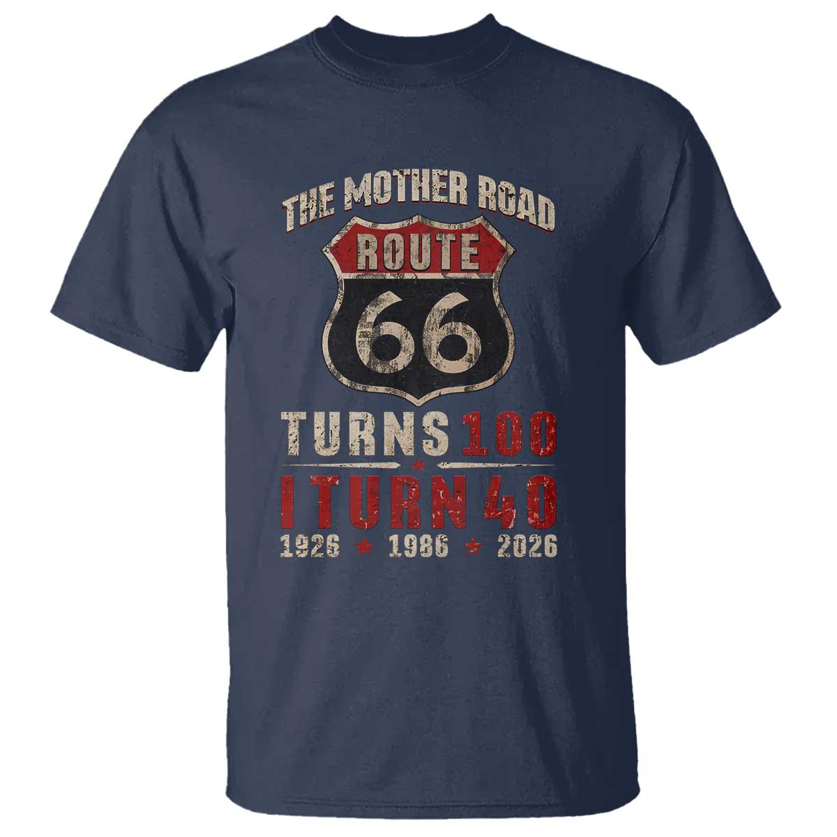 Route Highway 66 Turns 100 I Turn 40 T Shirt Vintage 1986 Road Sign 40th Birthday Gift