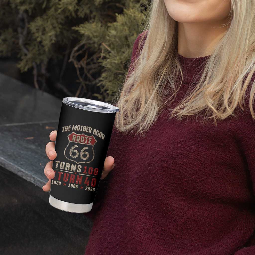 Route Highway 66 Turns 100 I Turn 40 Tumbler Cup Vintage 1986 Road Sign 40th Birthday Gift