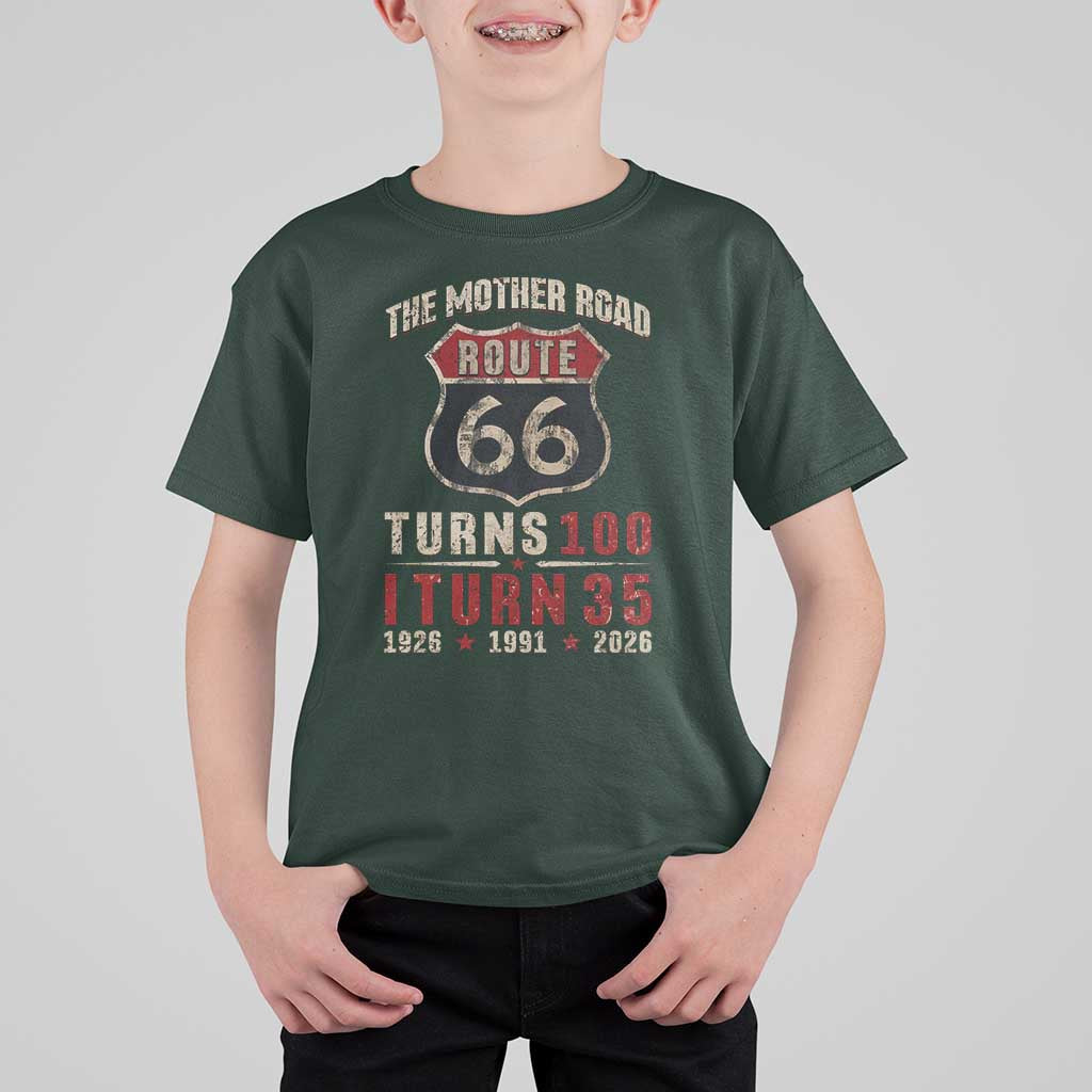 Route Highway 66 Turns 100 I Turn 35 T Shirt For Kid Vintage 1991 Road Sign 35th Birthday Gift