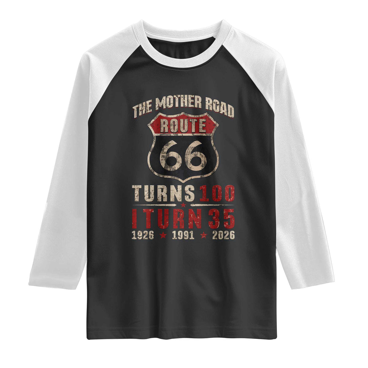 Route Highway 66 Turns 100 I Turn 35 Raglan Shirt Vintage 1991 Road Sign 35th Birthday Gift