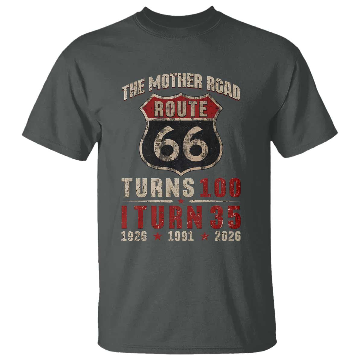 Route Highway 66 Turns 100 I Turn 35 T Shirt Vintage 1991 Road Sign 35th Birthday Gift