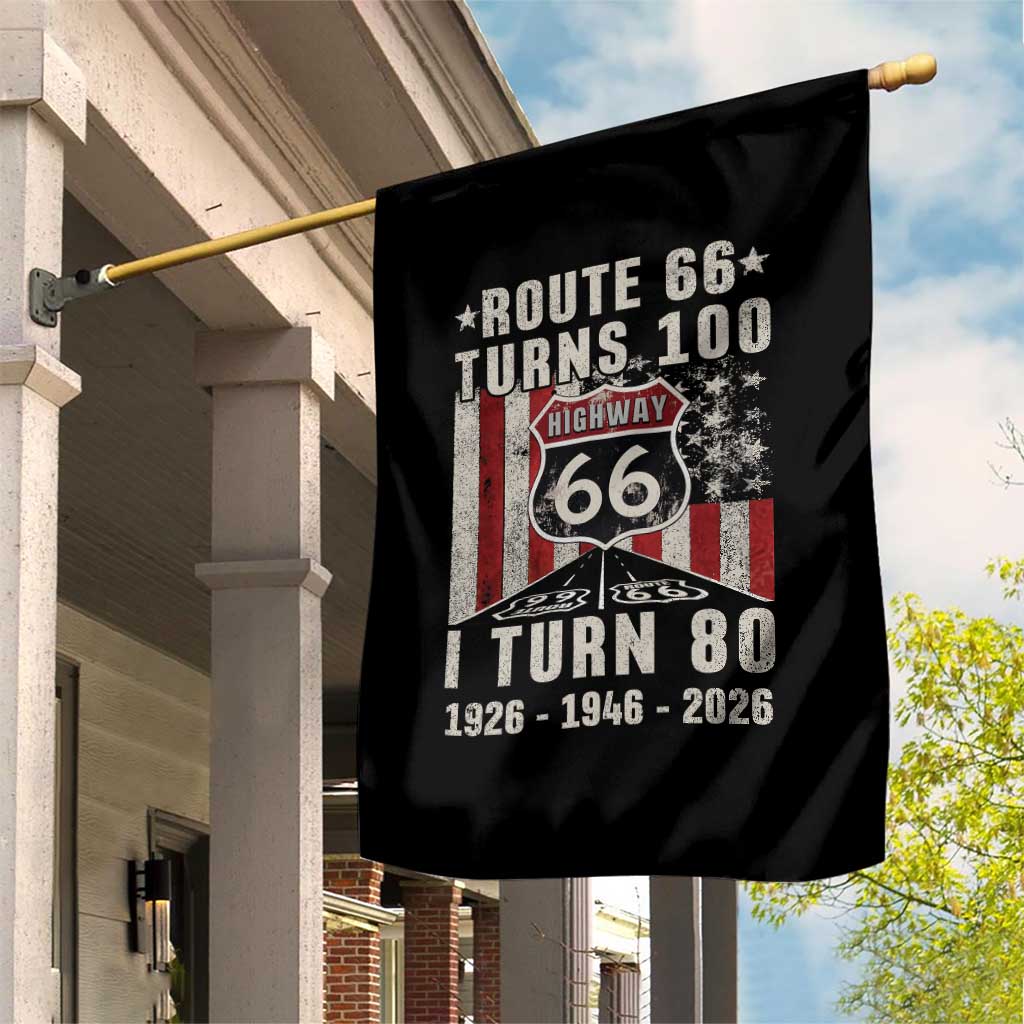Route Highway 66 Turns 100 I Turn 80 Garden Flag Vintage 1946 Born American Road Sign 80th Birthday Gift