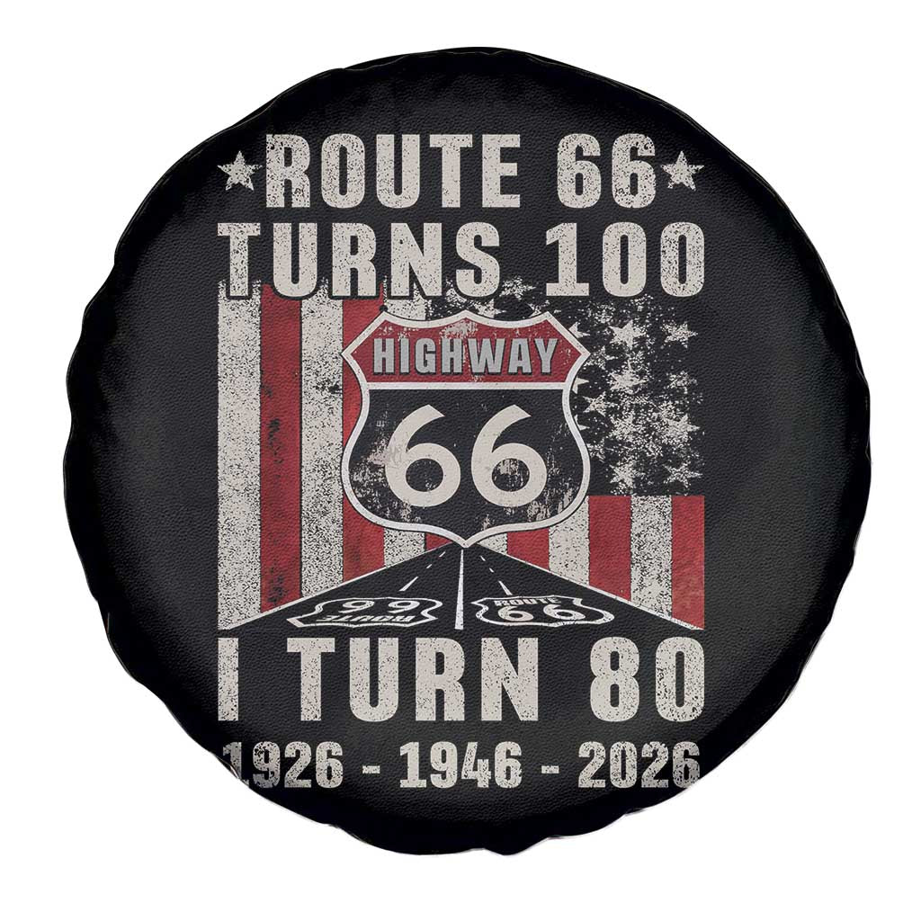 Route Highway 66 Turns 100 I Turn 80 Spare Tire Cover Vintage 1946 Born American Road Sign 80th Birthday Gift